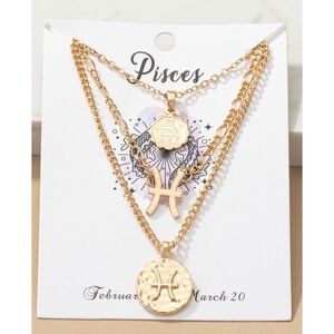 Pisces zodiac layered necklace